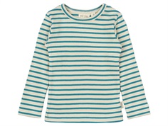 Petit Piao t-shirt turquoise/dark off-white striped